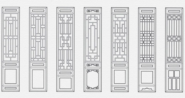 敦化常用中式仿古花窗图案隔断设计图